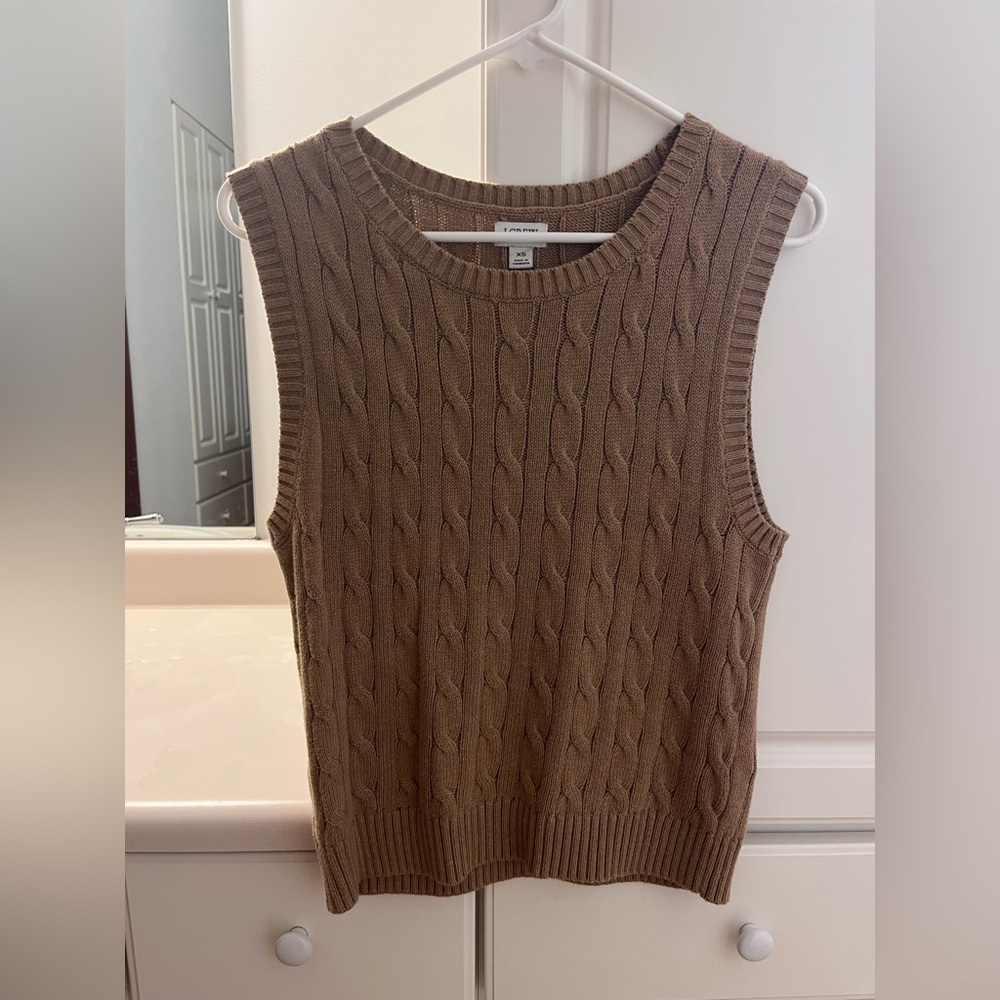 J. Crew Brown Cable Knit Sleeveless Sweater